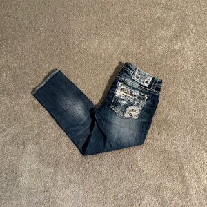 Miss Me Standard Easy Crop Bling Destructed Jeans Size 28 (32x24)
